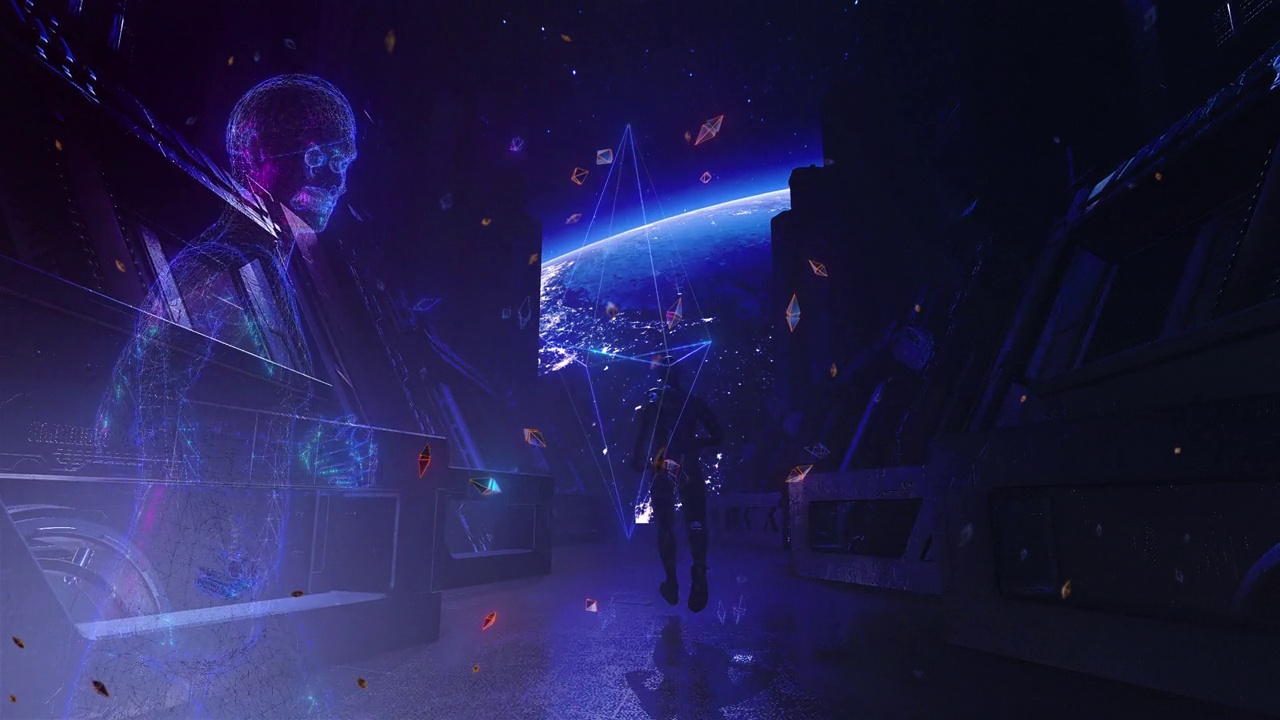 NFT，不可替代令牌，运行AI，元宇宙概念背景