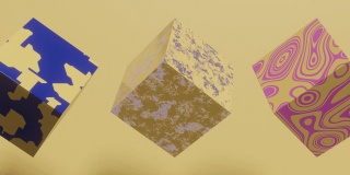 多色立方体与抽象模式无缝循环三维渲染抽象动画