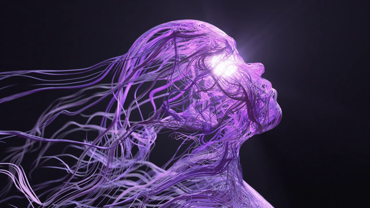 人脸-最后一部分是可循环的-人工智能，心理学，技术-紫色