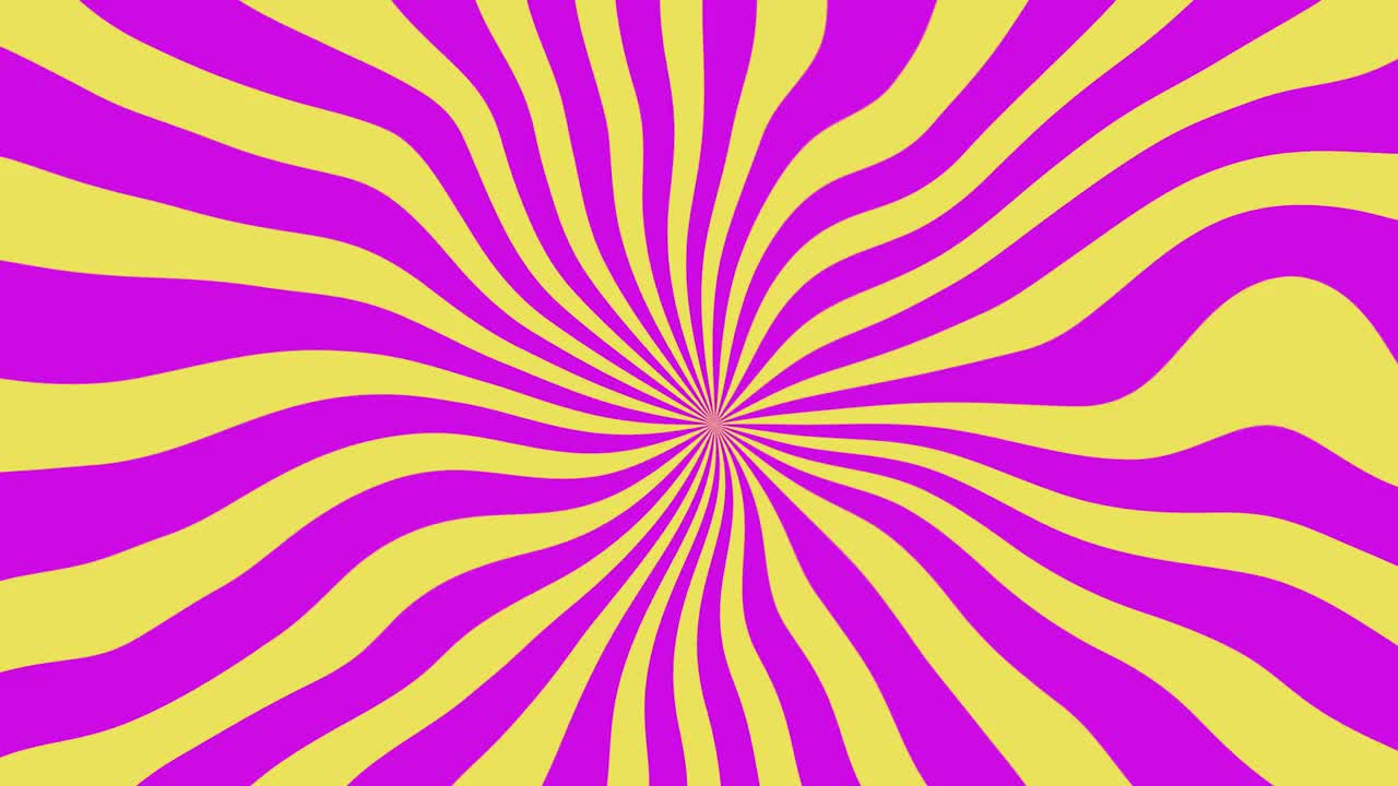 摘要催眠乱轮动画黄色和紫色背景股票视频-速度的概念，迷幻，营销，销售，商业-卡通动画复古风格螺旋旋转旋转迷幻旋转旋转迷幻