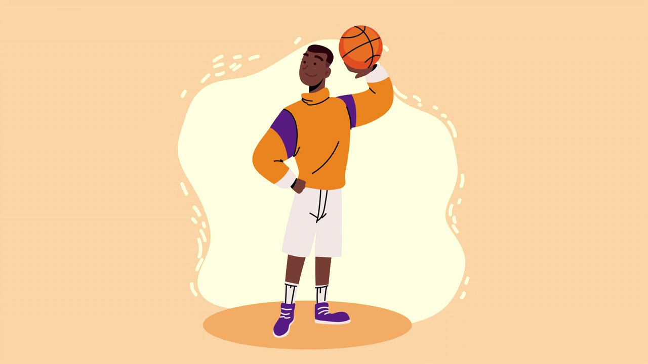 篮球运动员工人角色动画