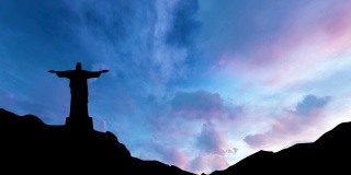 与科尔科瓦多山一起，在里约热内卢的基督救赎者的蓝天。