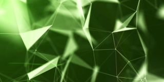 3D渲染绿色抽象背景点和网络未来主义数据网络概念与黑暗和纹理渲染连线