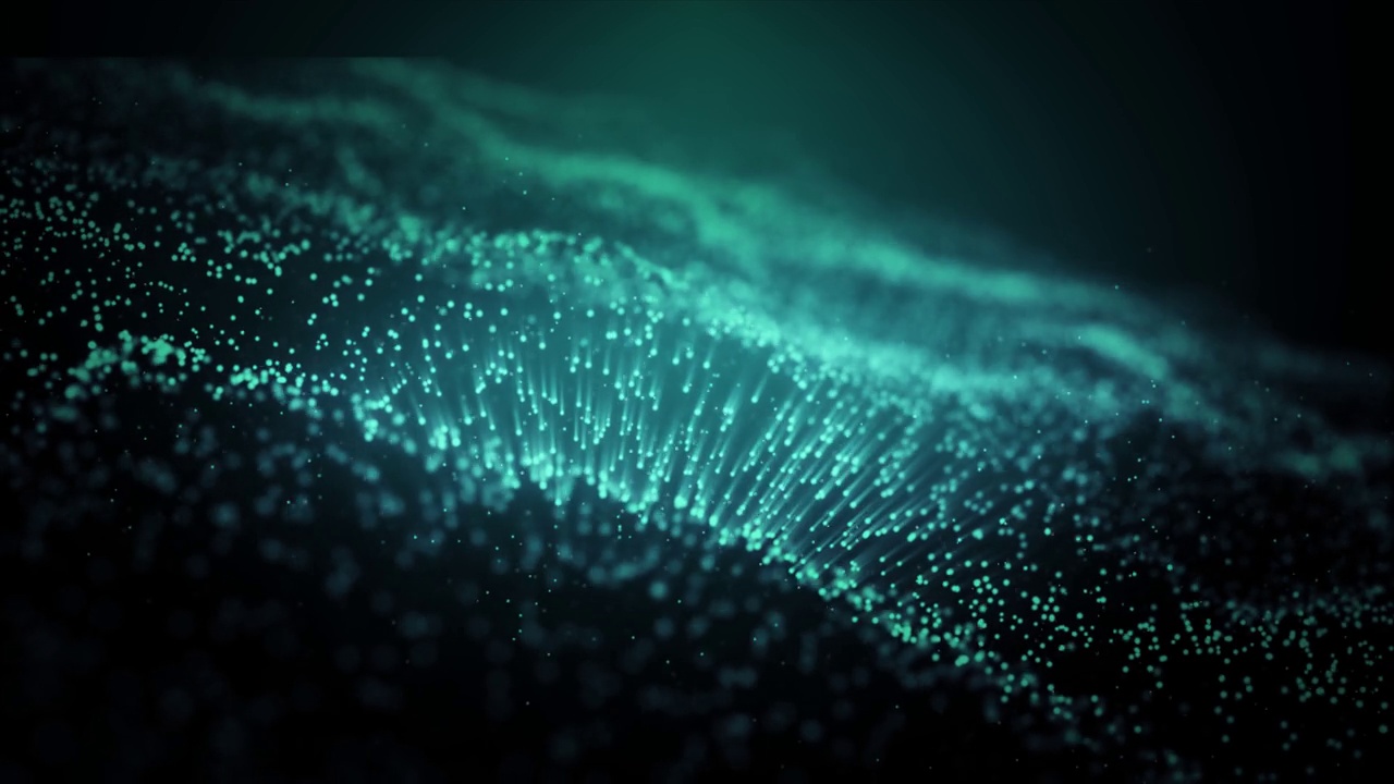 未来数字粒子波动画。网络连接。数字数据技术概念。