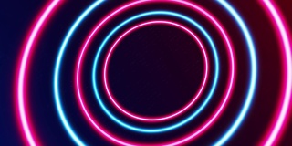 4K明亮的霓虹灯圆环抽象视频动画-环