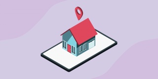 房地产应用程序与房子在智能手机
