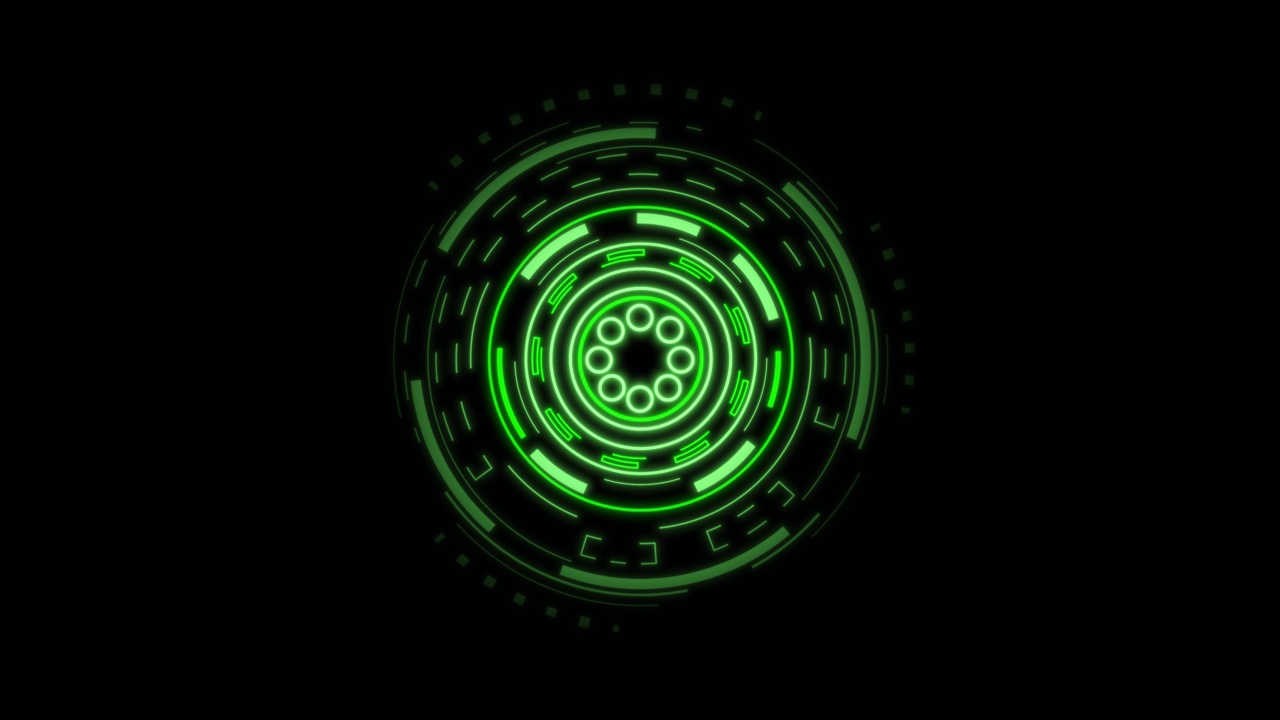 HUD科幻未来绿色显示器孤立在黑色背景上。网络创新的概念。虚拟现实技术，4K