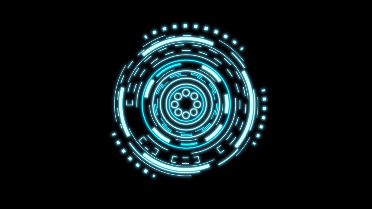 HUD科幻未来显示器孤立在黑色背景上。蓝色的全息图按钮。现代网络的创新。4 k
