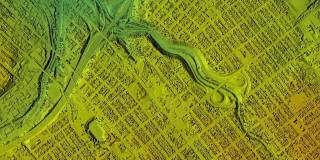 带有彩色地理空间数据的城市区域动画地图，供GIS使用