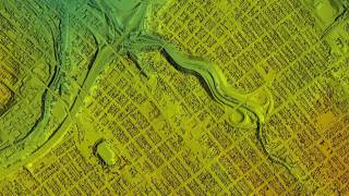 带有彩色地理空间数据的城市区域动画地图，供GIS使用