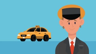 出租车服务车和司机动画
