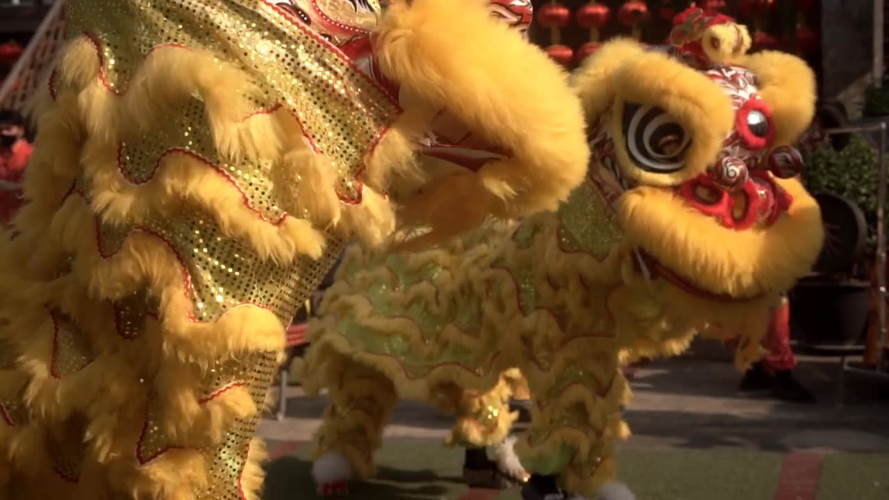 詳情圖-中國舞獅表演，農(nóng)歷新年喜慶。