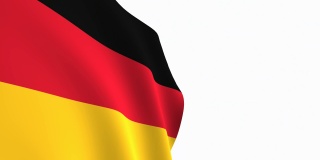 德国国旗的视频。3d德国国旗慢动作视频。国旗在白色的背景下自由飘扬。全高清分辨率视频。特写镜头。