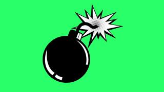 动画黑色炸弹上的绿色背景。