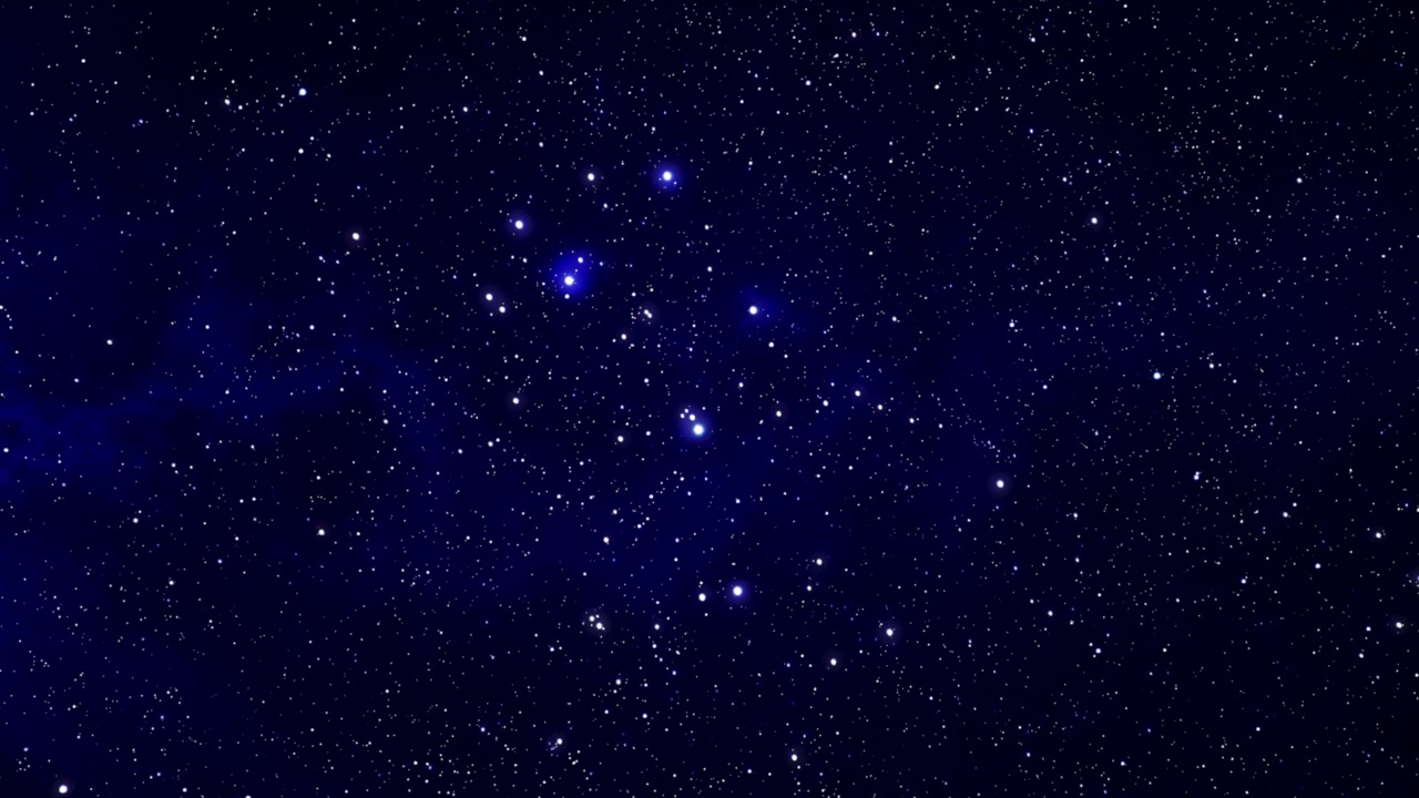 闪烁的银河系昴宿星团和星空。