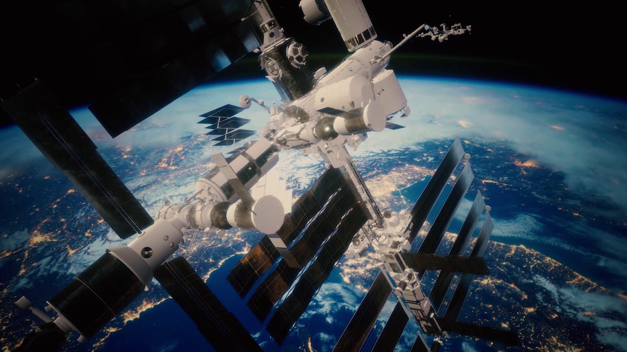 详情图-宇宙飞船正绕地球飞行。地球和空间站。