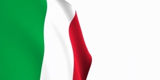 意大利国旗的视频。3d意大利国旗慢动作视频。国旗在白色的背景下自由飘扬。全高清分辨率视频。特写镜头。
