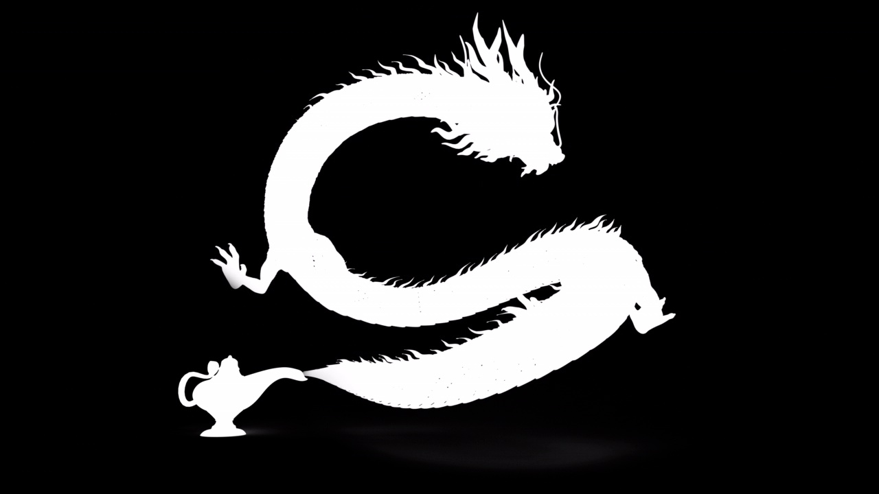 詳情圖-中國(guó)龍從阿拉丁神燈中走出來(lái)。