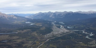 贾斯珀，鸟瞰图，阿尔伯塔，加拿大，全高清视频，落基山脉