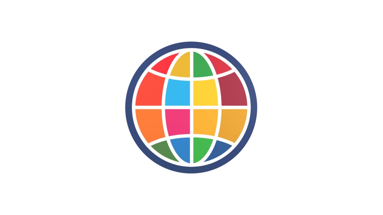 SDGs图像，循环动画旋转地球图标在17预定的颜色
