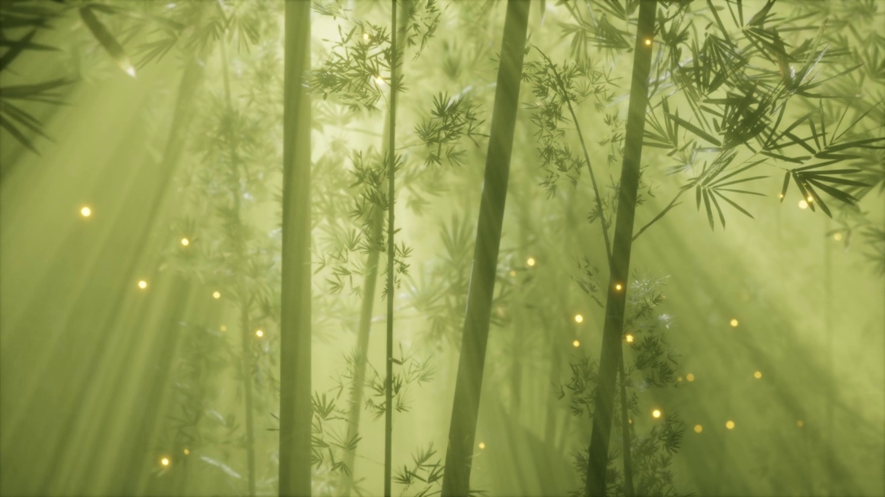 亚洲竹林有晨雾天气