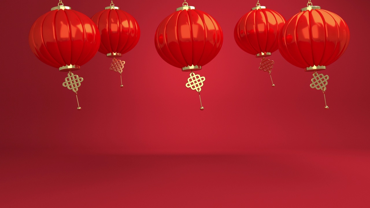 詳情圖-紅色背景的中國(guó)式動(dòng)畫(huà)燈籠。祝中國(guó)新年2022虎年快樂(lè)，剪紙花和工藝風(fēng)格的亞洲元素。網(wǎng)頁(yè)卡或商業(yè)橫幅，空白的文本空間