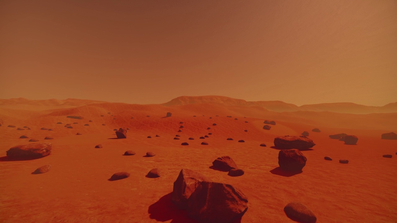 火星表面的行星视频。计算机生成的火星表面。