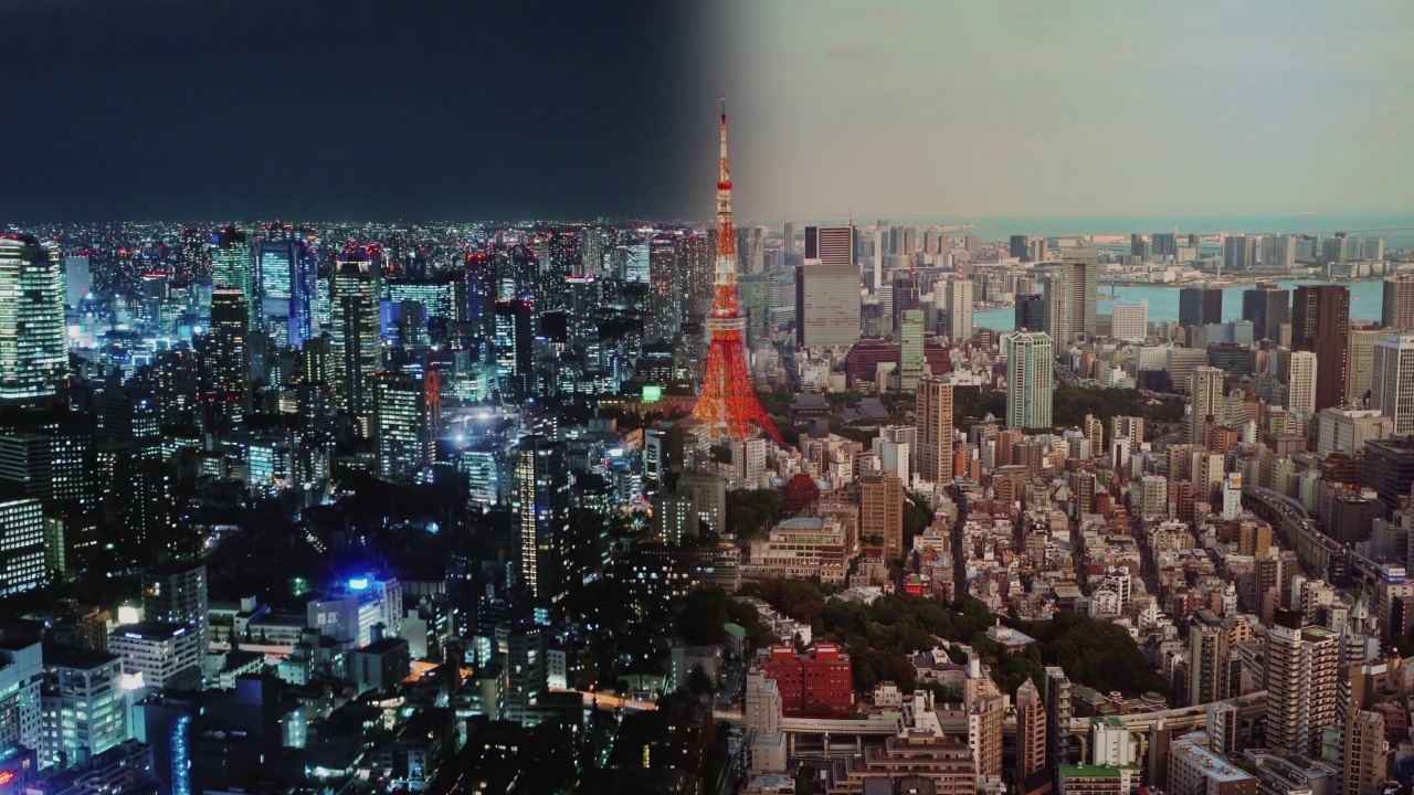 詳情圖-“白天與夜晚”的東京城市景觀與白天和夜晚的天際線