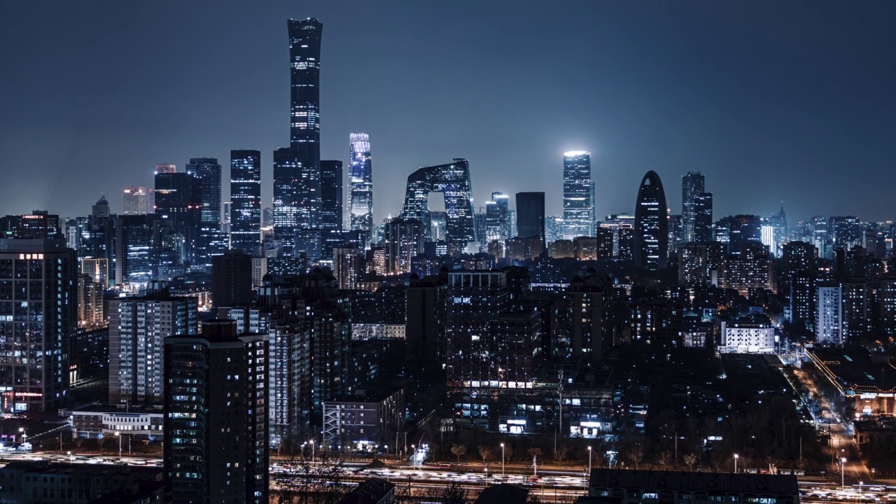 詳情圖-TU航拍北京天際線和市區(qū)夜景/北京，中國