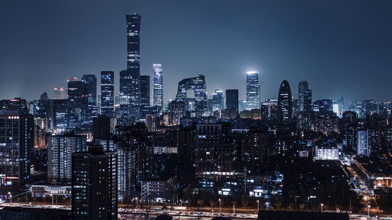 詳情圖-TU航拍北京天際線和市區(qū)夜景/北京，中國
