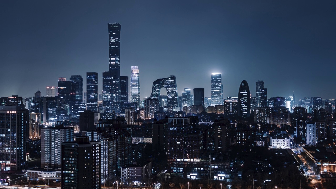 詳情圖-TU航拍北京天際線和市區(qū)夜景/北京，中國
