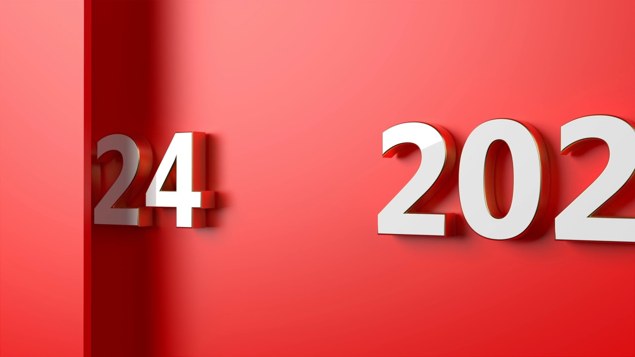 红色背景上的2024年新年概念