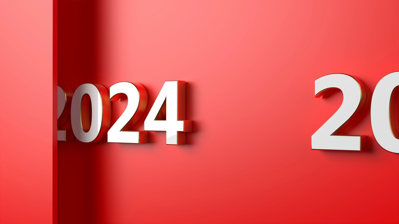 详情图-红色背景上的2024年新年概念