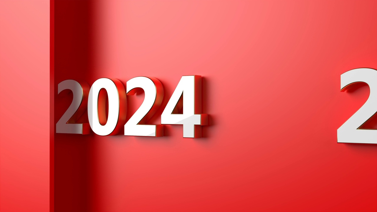 详情图-红色背景上的2024年新年概念