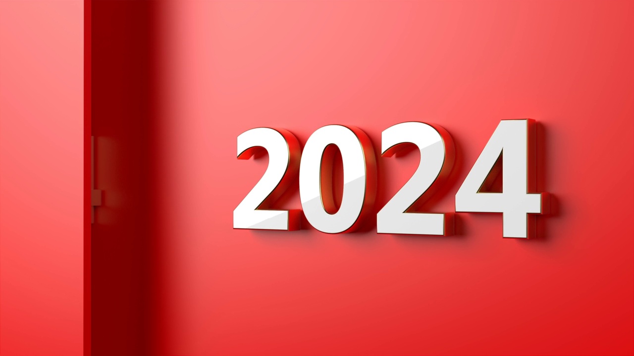 详情图-红色背景上的2024年新年概念