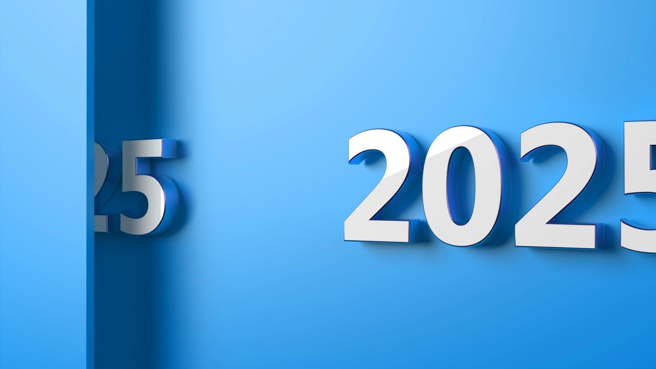 蓝色背景的2025年新年概念