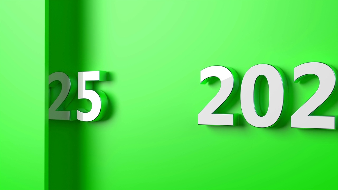 绿色背景下的2025年新年概念