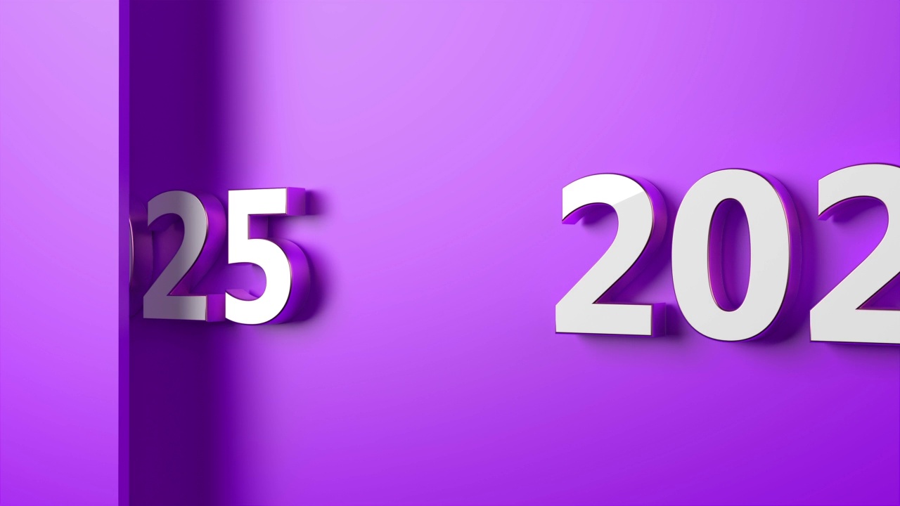 紫色背景上的2025年新年概念
