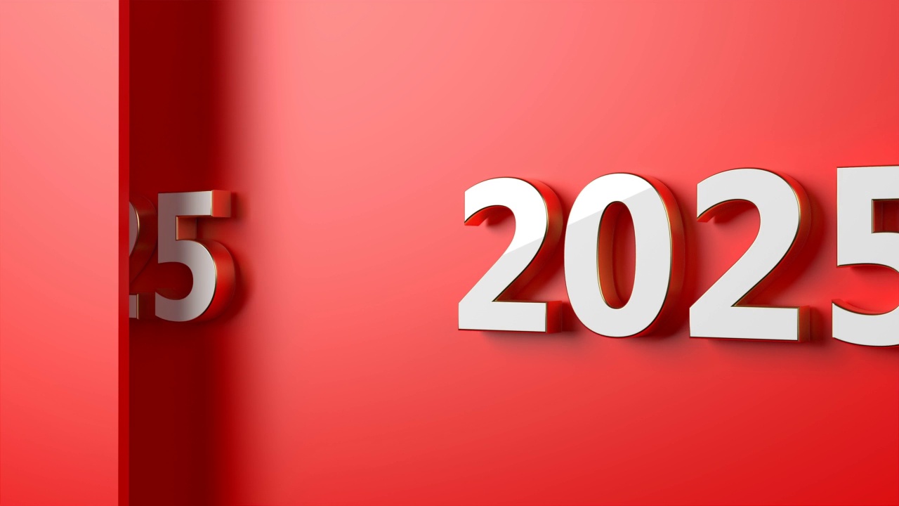 红色背景上的2025年新年概念