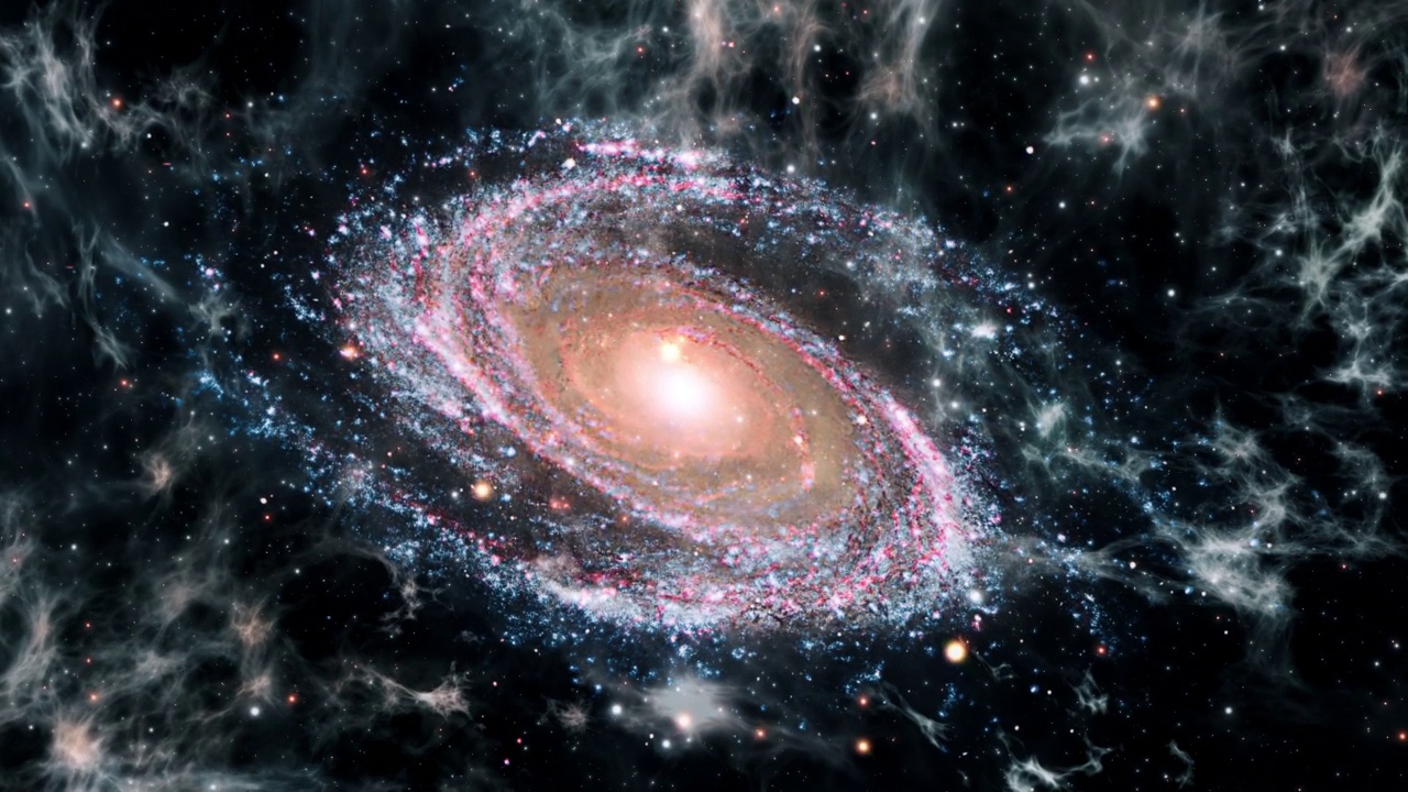 詳情圖-太空星際旅行宇宙到M81螺旋云星系。梅西耶81是M81星系群中最大的星系。4K,3D外太空探索抽象背景概念。