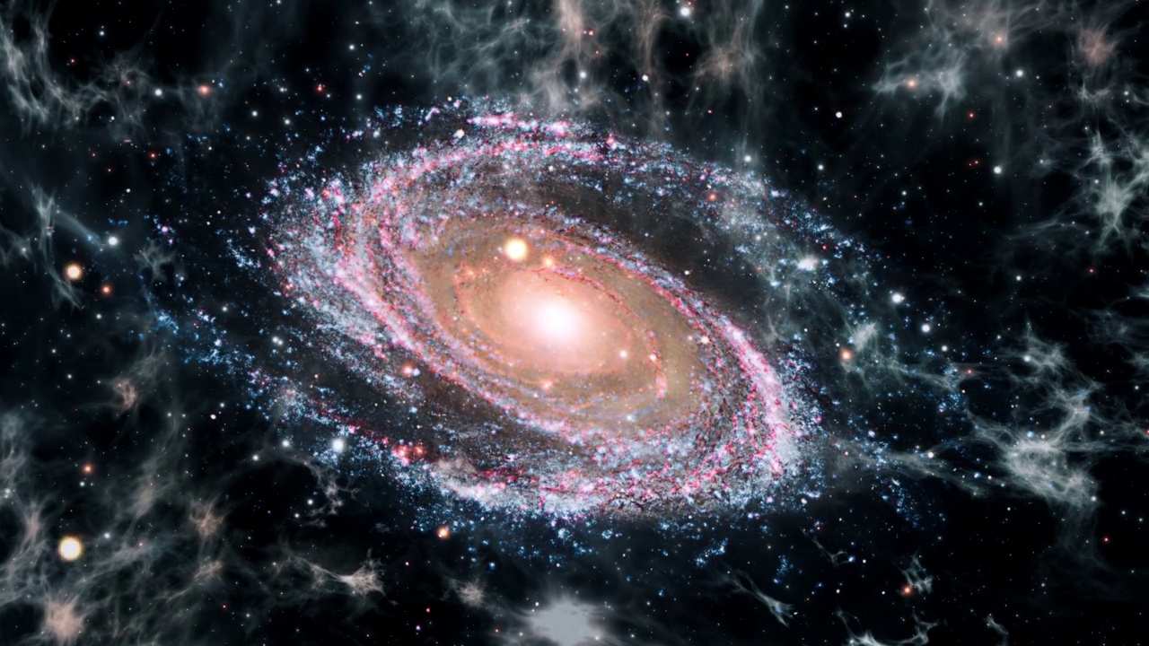 詳情圖-太空星際旅行宇宙到M81螺旋云星系。梅西耶81是M81星系群中最大的星系。4K,3D外太空探索抽象背景概念。