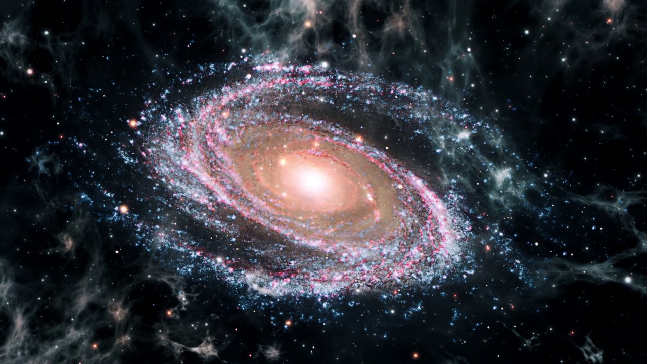 詳情圖-太空星際旅行宇宙到M81螺旋云星系。梅西耶81是M81星系群中最大的星系。4K,3D外太空探索抽象背景概念。