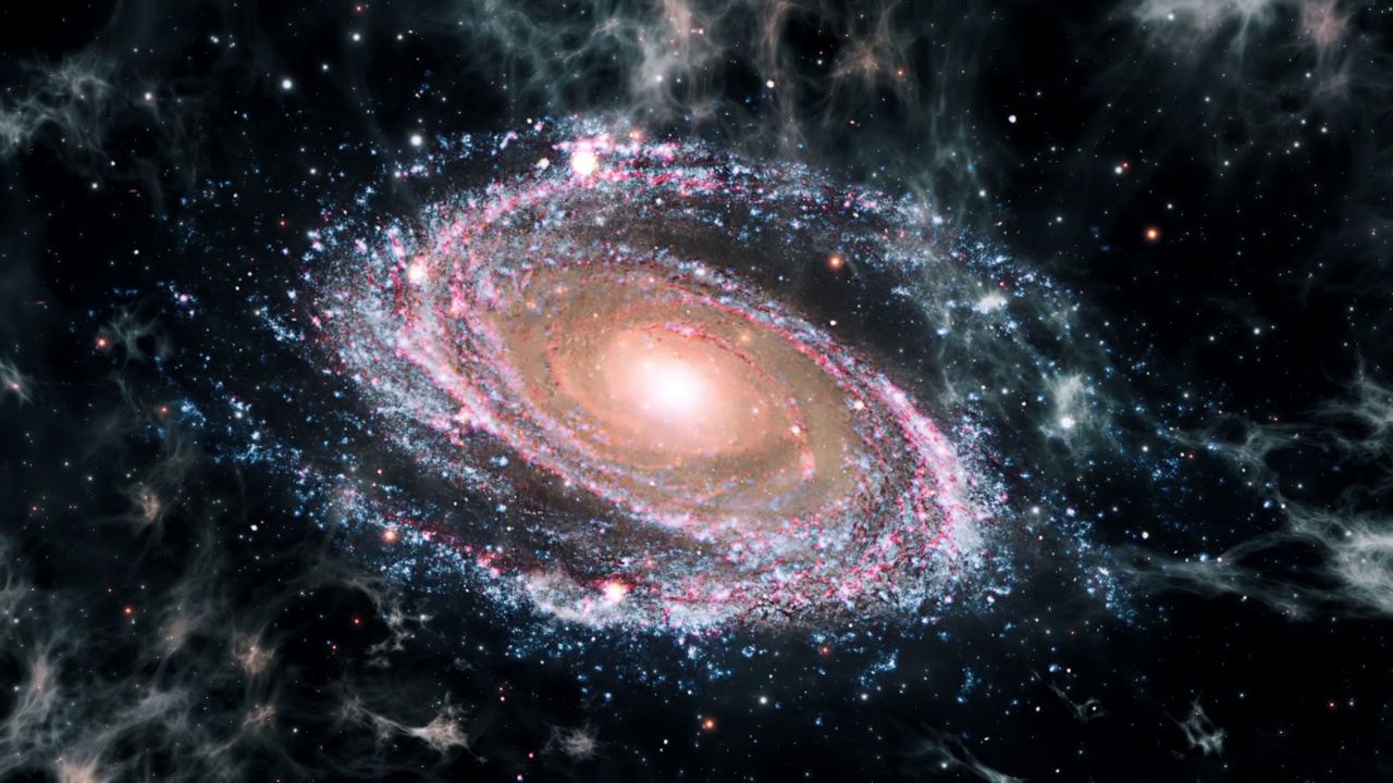 詳情圖-太空星際旅行宇宙到M81螺旋云星系。梅西耶81是M81星系群中最大的星系。4K,3D外太空探索抽象背景概念。
