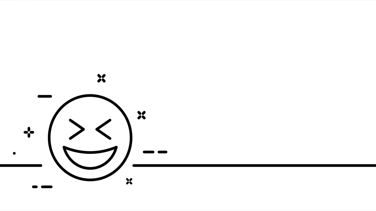表情符号。笑声，快乐，幸福，幽默，笑话，情感，感觉，表情符号。情绪的概念。一条线绘制动画。运动设计。动画技术的标志。视频4 k