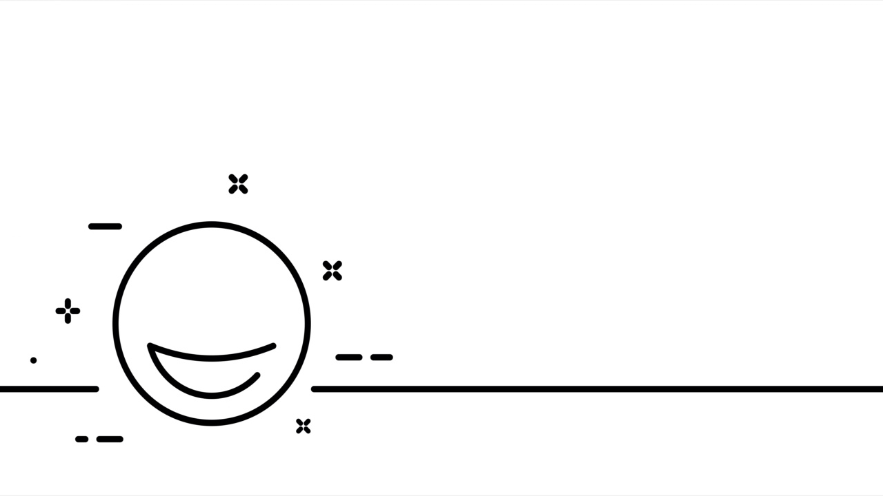 详情图-表情符号。笑声，快乐，幸福，幽默，笑话，情感，感觉，表情符号。情绪的概念。一条线绘制动画。运动设计。动画技术的标志。视频4,k