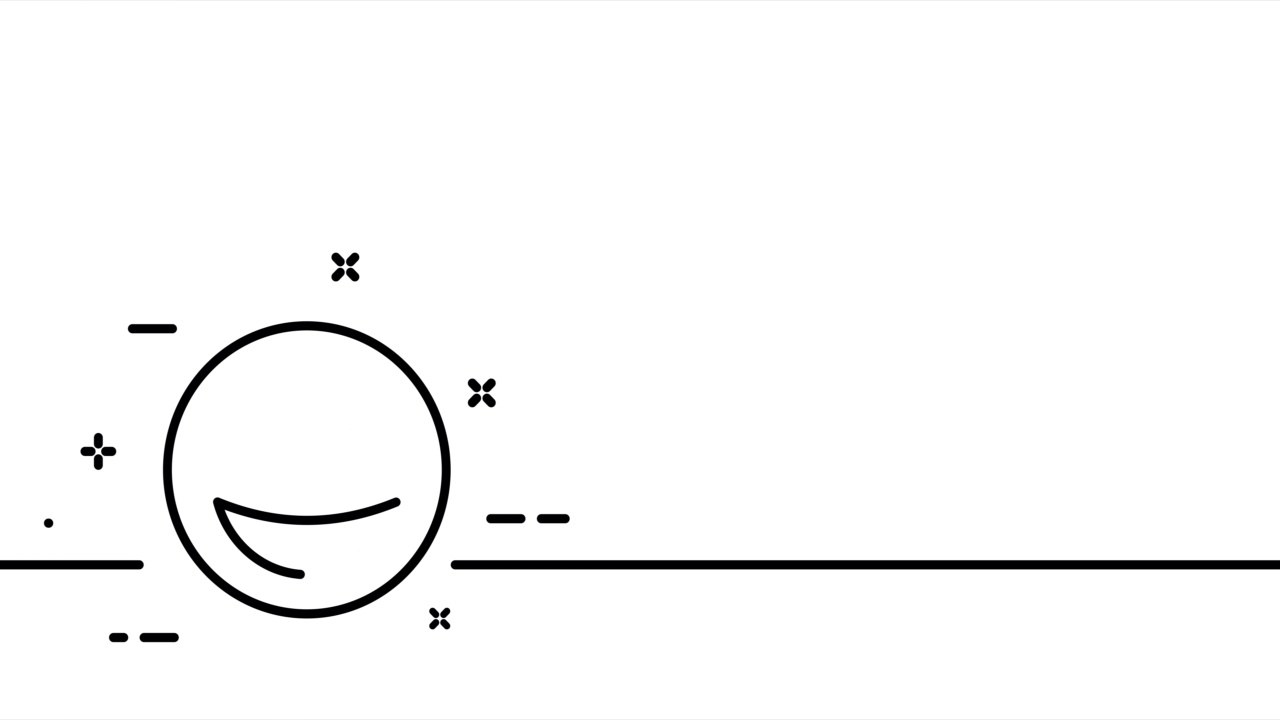 详情图-表情符号。笑声，快乐，幸福，幽默，笑话，情感，感觉，表情符号。情绪的概念。一条线绘制动画。运动设计。动画技术的标志。视频4,k