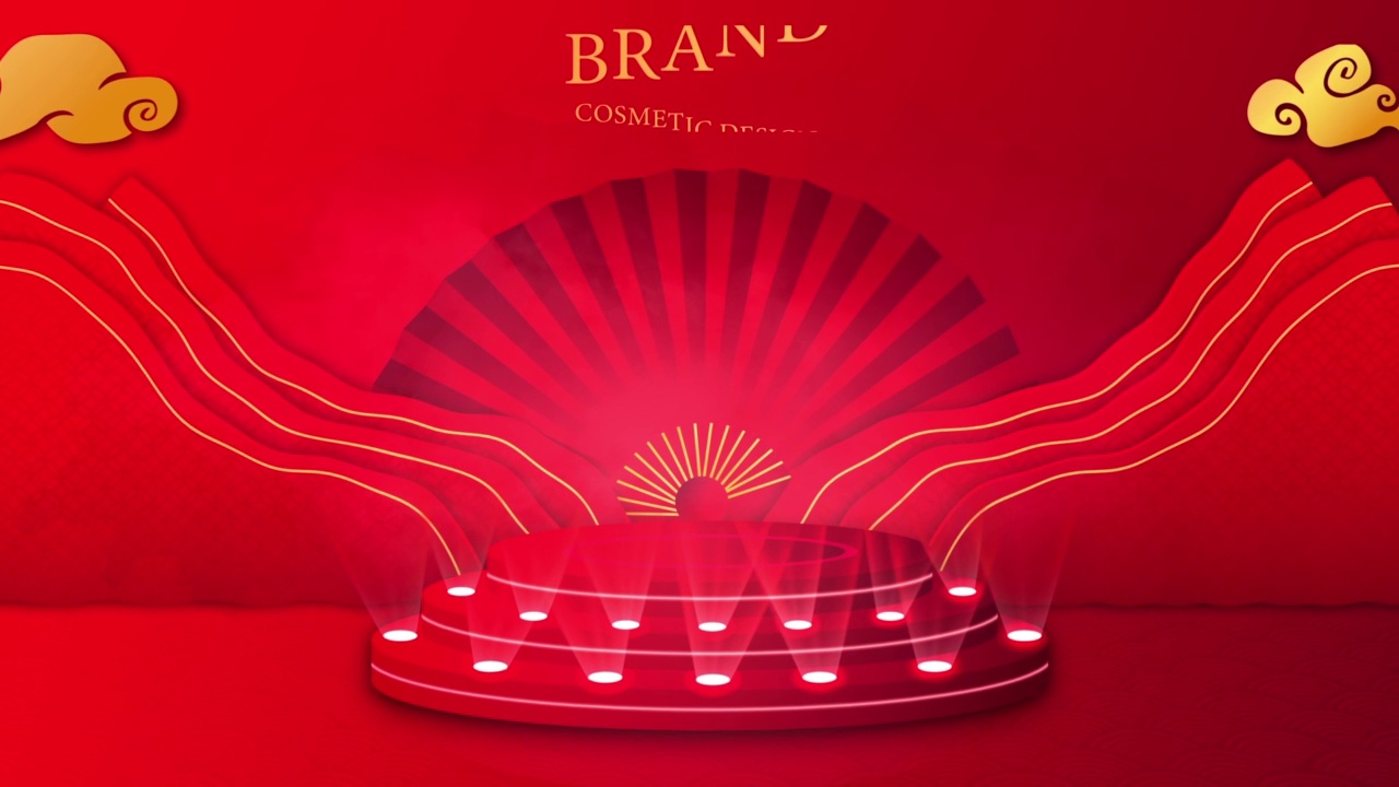 詳情圖-領(lǐng)獎(jiǎng)臺(tái)上有中國新年風(fēng)格的視頻概念