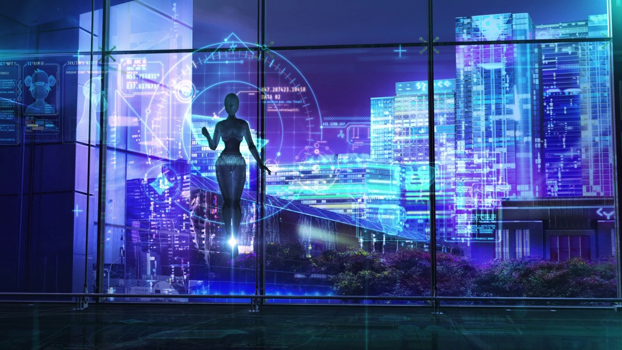 在虚拟数据的包围下，人工智能创造了非ft、3D渲染。