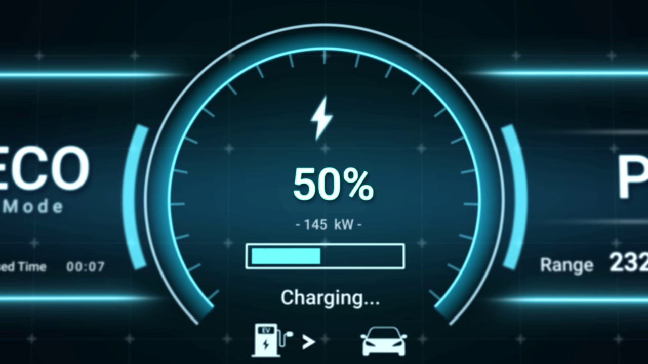 詳情圖-使用充電站直流快速充電器的電動(dòng)汽車(chē)電池充電狀態(tài)界面