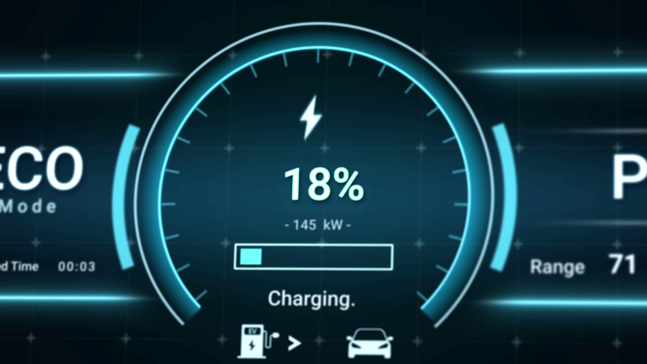 詳情圖-使用充電站直流快速充電器的電動(dòng)汽車(chē)電池充電狀態(tài)界面